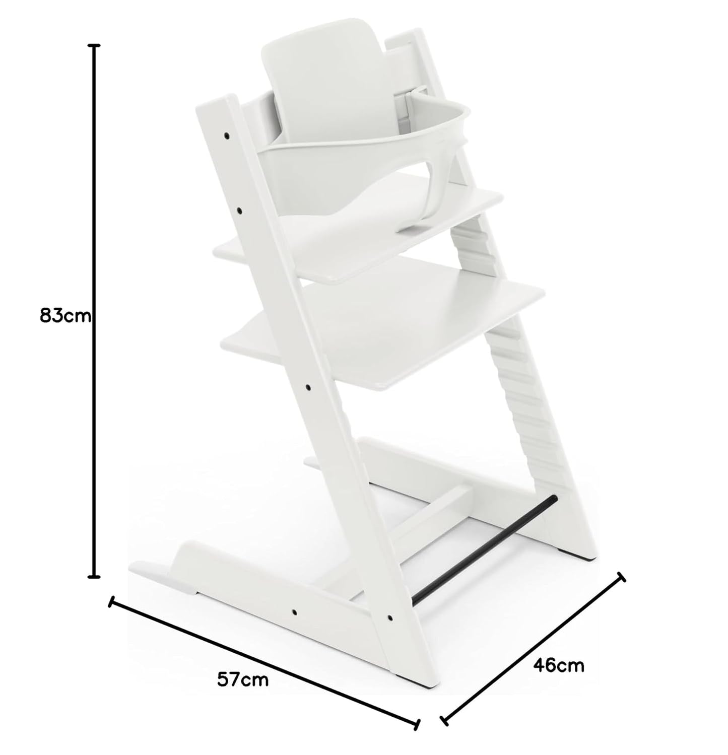 Stokke Tripp Trapp Hochstuhl Weiß mit Baby Set2, mitwachsender Kinderhochstuhl aus Buchenholz, verstellbar