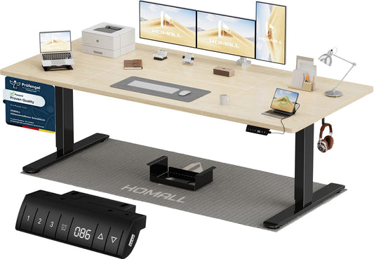 Homall Elektrischer Schreibtisch höhenverstellbar Weiß – Standing Desk mit USB-A, Memory-Funktion & Kabelmanagement