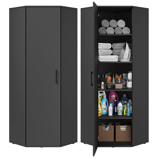 Bellamio Apol Besenschrank 60 cm breit, Weiß, Staubsaugerfach, Stauraum