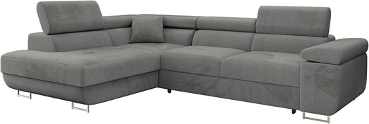 Mirjan24 Torezio Ecksofa mit Schlaffunktion & Bettkasten – L-Form Wohnlandschaft mit verstellbaren Kopfstützen, Schlafsofa für Wohnzimmer