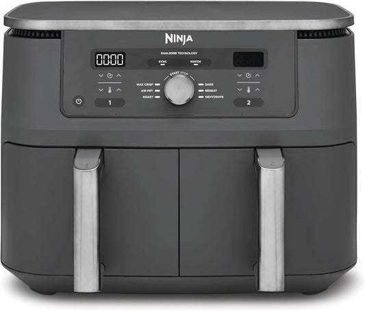 Ninja Dual Zone Digital Air Fryer, 2 Schubladen, Metallic Grau DZ400EU