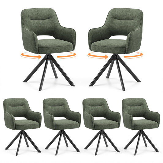 COLAMY Drehstühle für Esszimmer, 2er Set, Drehbare Polsterstühle mit Armlehnen und Rückenlehne, Bequeme Küchenstühle für Wohnzimmer & Essbereich, Beige