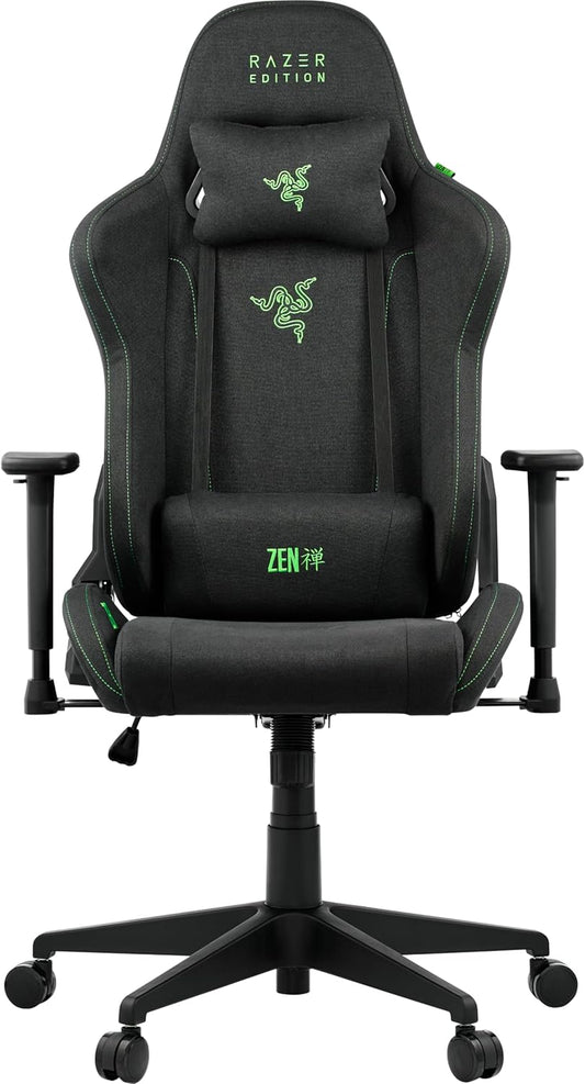Razer TAROK Essentials X Gaming Stuhl Stoff Schwarz, ergonomischer Gaming Chair mit Armlehnen & Kopfstütze