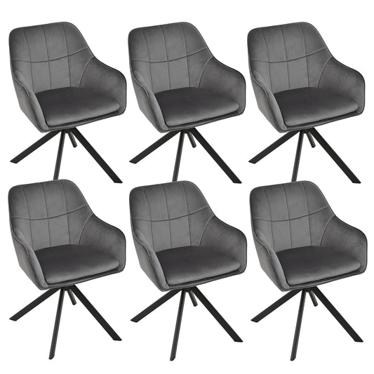 Esszimmerstühle drehbar 4er Set Grau Armlehnenstuhl Polsterstuhl drehstuhl Esszimmer drehstühle aus Samt Küchenstuhl mit Metallbeine für Wohnzimmer Esszimmer