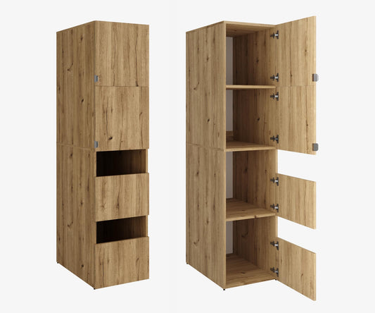 PLATAN ROOM Hochschrank Badschrank Waschmaschine Trockner Schrank Waschmaschinenschrank für Waschmaschine & Wäschetrockner Überbauschrank 187 x 65 x 66 cm Badregal (Weiß, 66 cm breit)