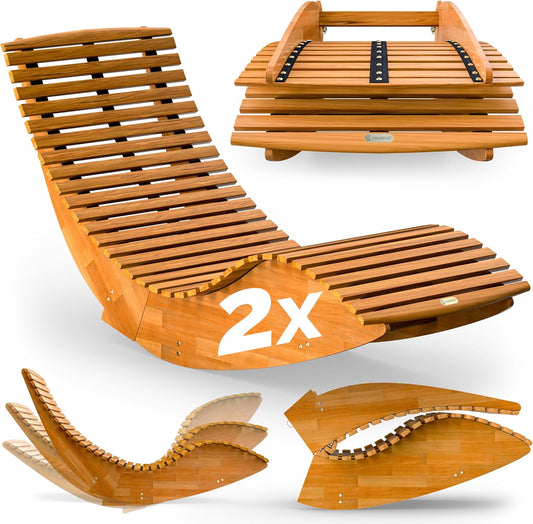 Casaria 2er Sonnenliegen Set Akazienholz FSC® – Klappbare Gartenliegen Braun, Relaxliegen bis 160 kg, 195 × 60 cm
