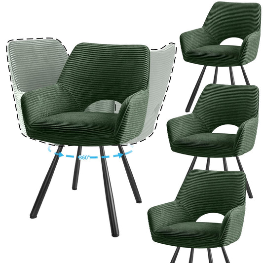 JIJIAN 2er Set 360° Drehbare Esszimmerstühle mit Armlehnen, Grün