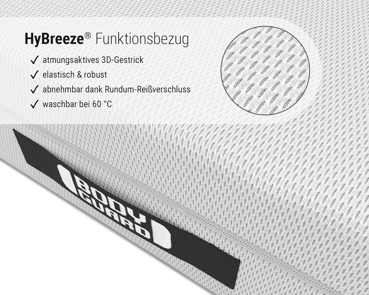 bett1 Bodyguard Matratze 2in1 H2/H3, ergonomische Schaumstoffmatratze mit QXSchaum & waschbarem Bezug, Weiß