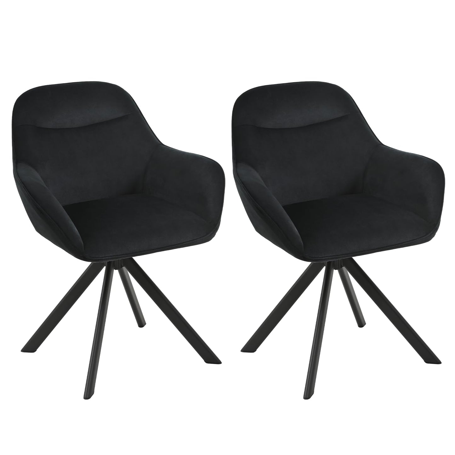 6er Set Esszimmerstühle Drehbar mit Armlehne, 360° Drehstuhl Polsterstuhl Samt Modern Küchenstuhl mit Metallbeine für Esszimmer, Wohnzimmer, Büro, Dunkelgrau