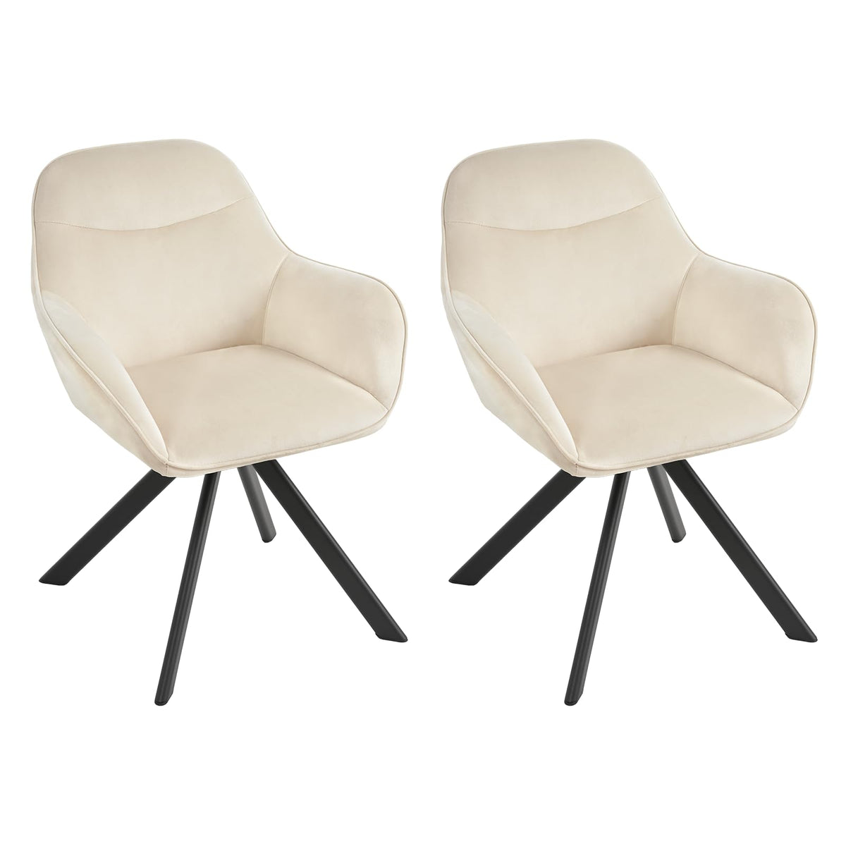 6er Set Esszimmerstühle Drehbar mit Armlehne, 360° Drehstuhl Polsterstuhl Samt Modern Küchenstuhl mit Metallbeine für Esszimmer, Wohnzimmer, Büro, Dunkelgrau
