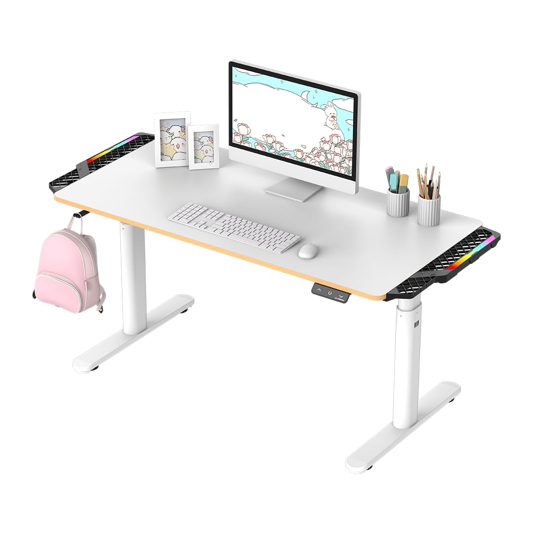 ULTRADESK - Pulsar Kinderschreibtisch Höhenverstellbar - Höhenverstellbarer Schreibtisch - 120x60x55-81cm - Computertisch für 2 Monitore - für Kinderzimmer, Jugendzimmer - Weiß
