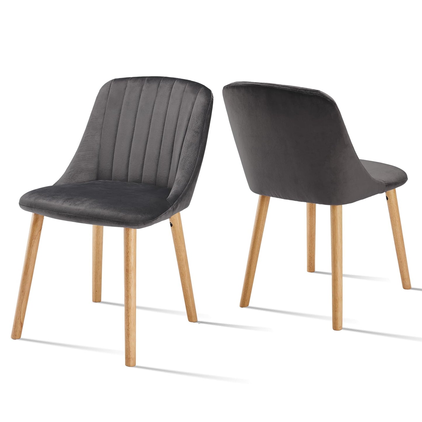 Esszimmerstühle Beige 4er Set Holzbeine Polsterstuhl Küchenstuhl aus Polyester Stühle Esszimmer Wohnzimmerstuhl für Esszimmer Küche Büro