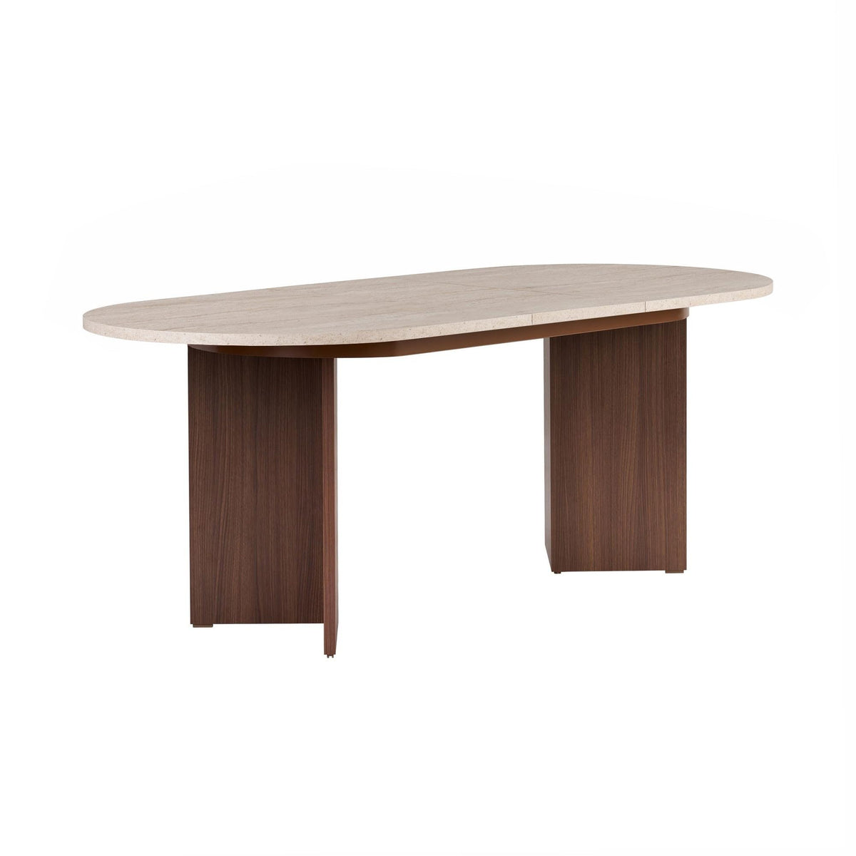 Moderner Esstisch, 180 x 90 x 75 cm, Travertine & Walnuss-Farben | 100% melaminbeschichtete Spanplatte, 25 mm Stärke | stilvolles & langlebiges Design, perfekt für zeitgemäße Essbereiche