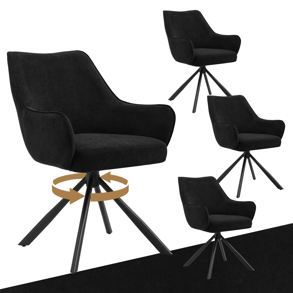 Esszimmerstühle Drehbar 4er Set mit Armlehne, gepolsterte Esszimmerstuhl mit hoher Rückenlehne für Esszimmer & Wohnzimmer, Büro, Beige1