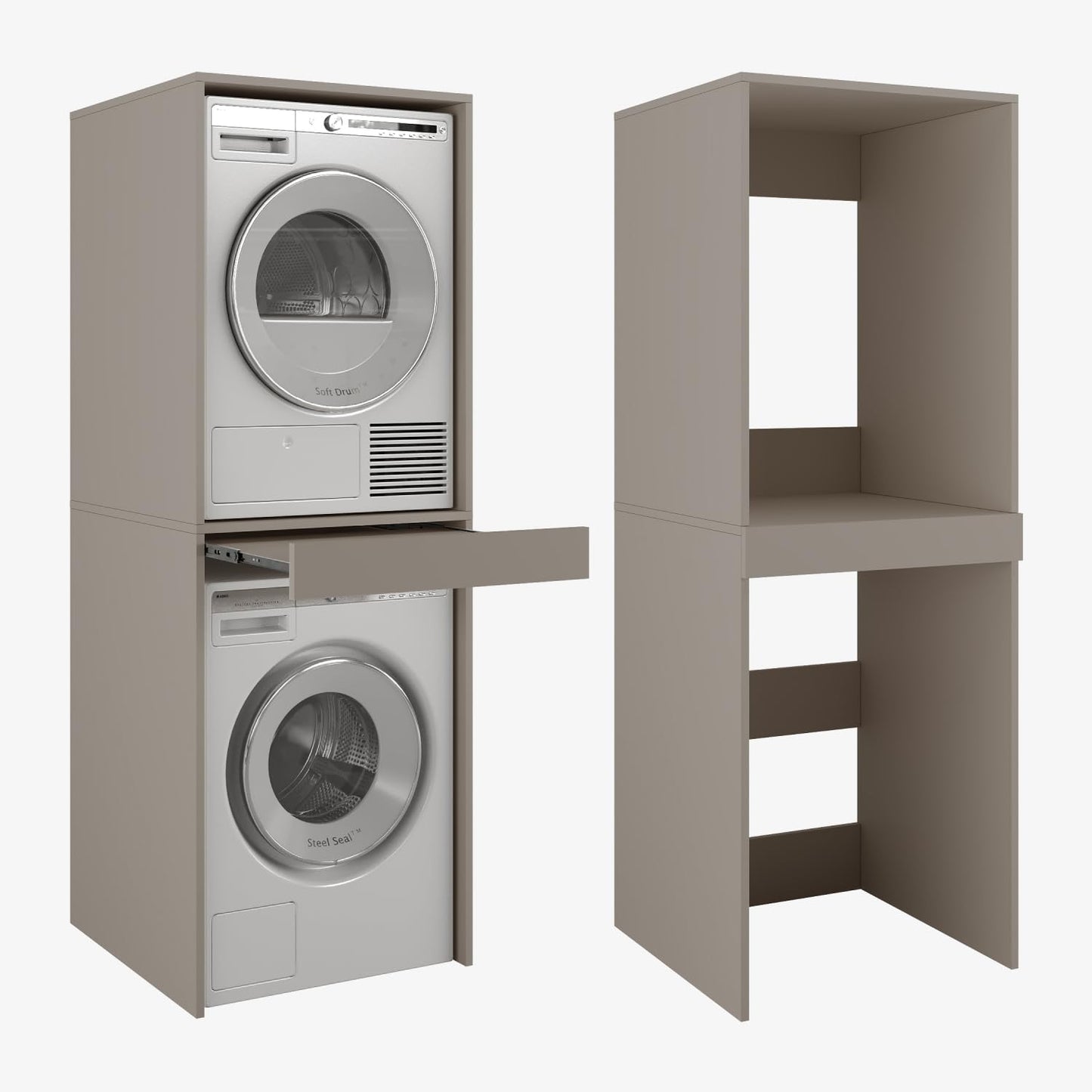 PLATAN ROOM Hochschrank Badschrank Waschmaschine Trockner Schrank Waschmaschinenschrank für Waschmaschine & Wäschetrockner Überbauschrank 187 x 65 x 66 cm Badregal (Weiß, 66 cm breit)