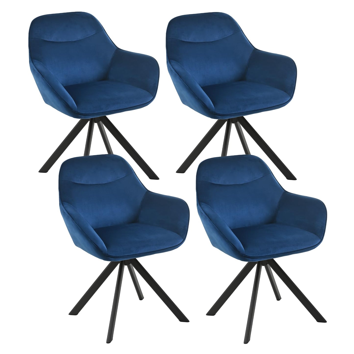 Esszimmerstühle Drehbar 4er Set mit Armlehne, 360° drehbar, Polsterstuhl Leinen, Drehstuhl Esszimmer Beige, Küchenstuhl mit Metallbeine für Esszimmer, Wohnzimmer, Büro