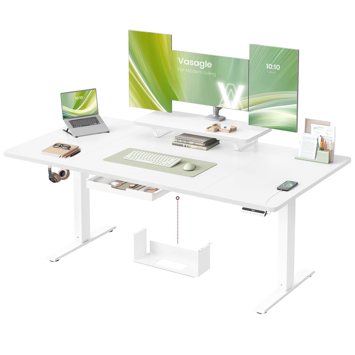 VASAGLE Höhenverstellbarer Schreibtisch, 160 x 80 cm, USB-C-Anschluss