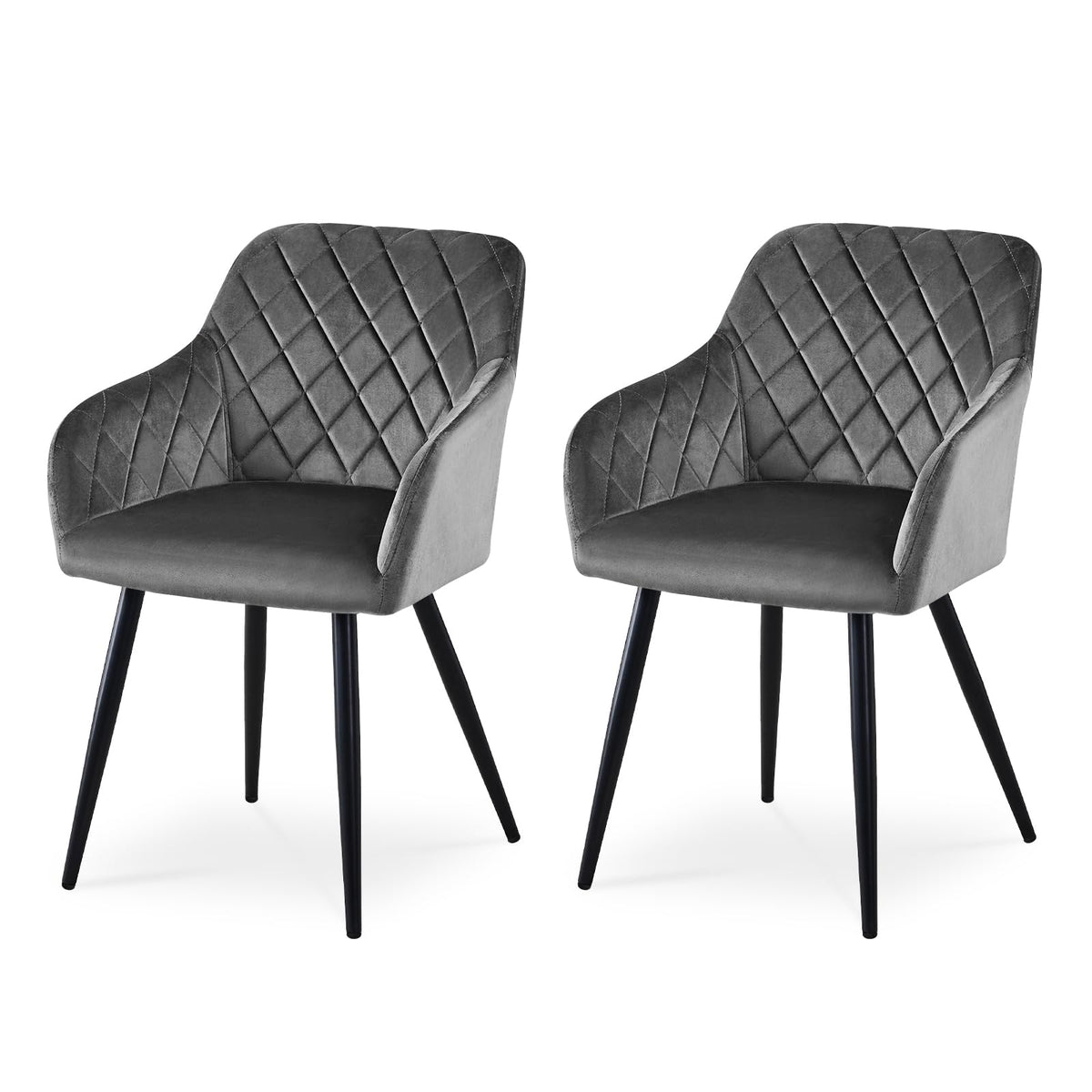 CLIPOP Esszimmerstühle 4er Set, Küchenstühle Grau Kunstlederstoff stühle Polsterstühle mit Armlehne Metallbeine Polstersessel Stühle für Esszimmer Küche (4, Kunstleder Grau)