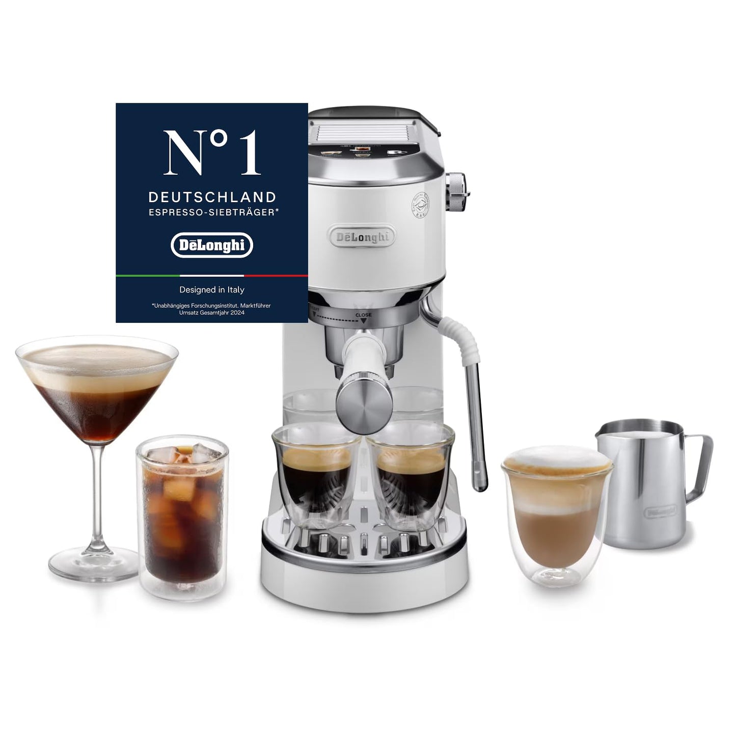 De'Longhi Dedica Style - Espressomaschine mit Manuellem Milchaufschäumer