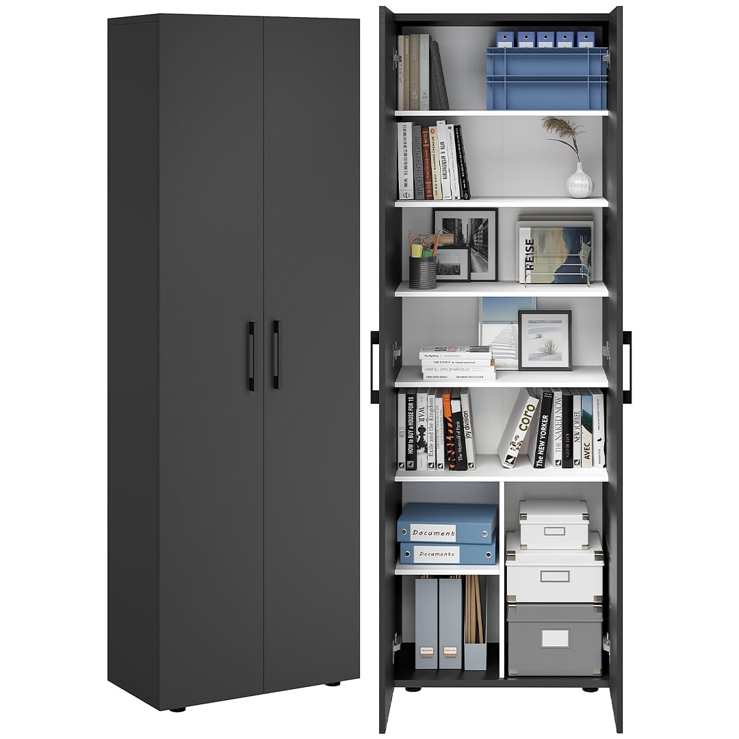 Bellamio Apol Besenschrank 60 cm breit, Weiß, Staubsaugerfach, Stauraum