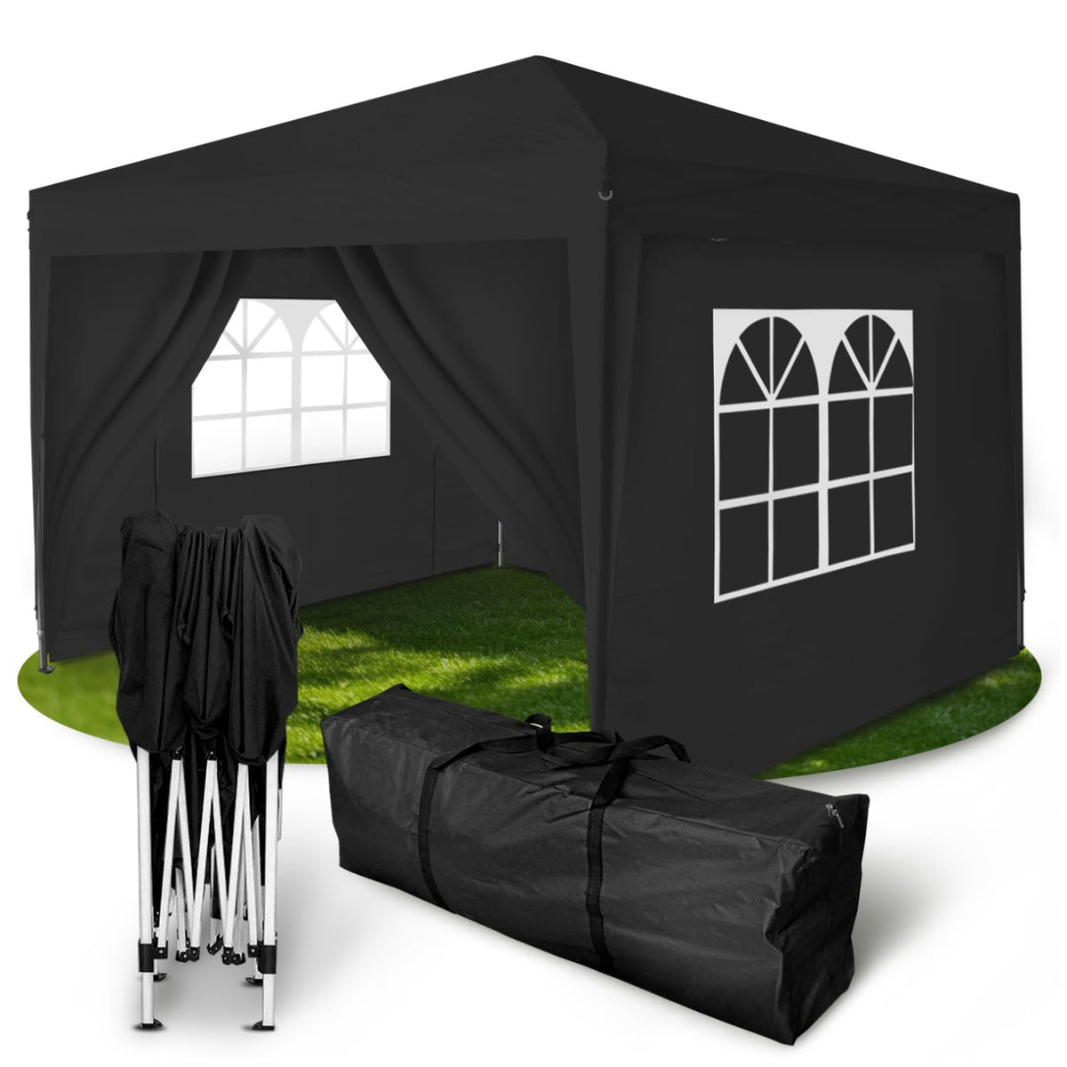 Kronenburg Faltpavillon wasserdicht Dachmaß 3 x 3 m UV Schutz 50+ Pavillon in Champagner mit 4 Seitenteilen
