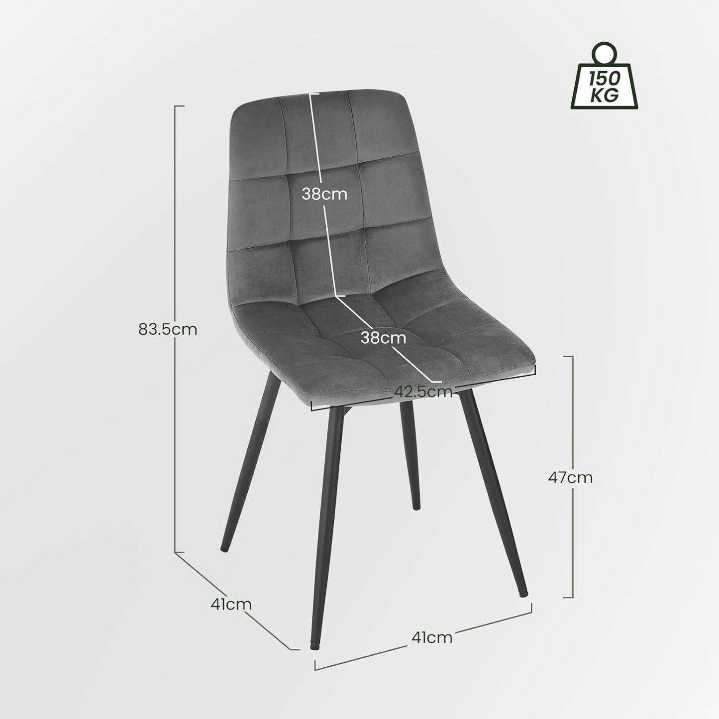 EUGAD Esszimmerstühle 4er Set Drehbar Samt Dunkelgrau