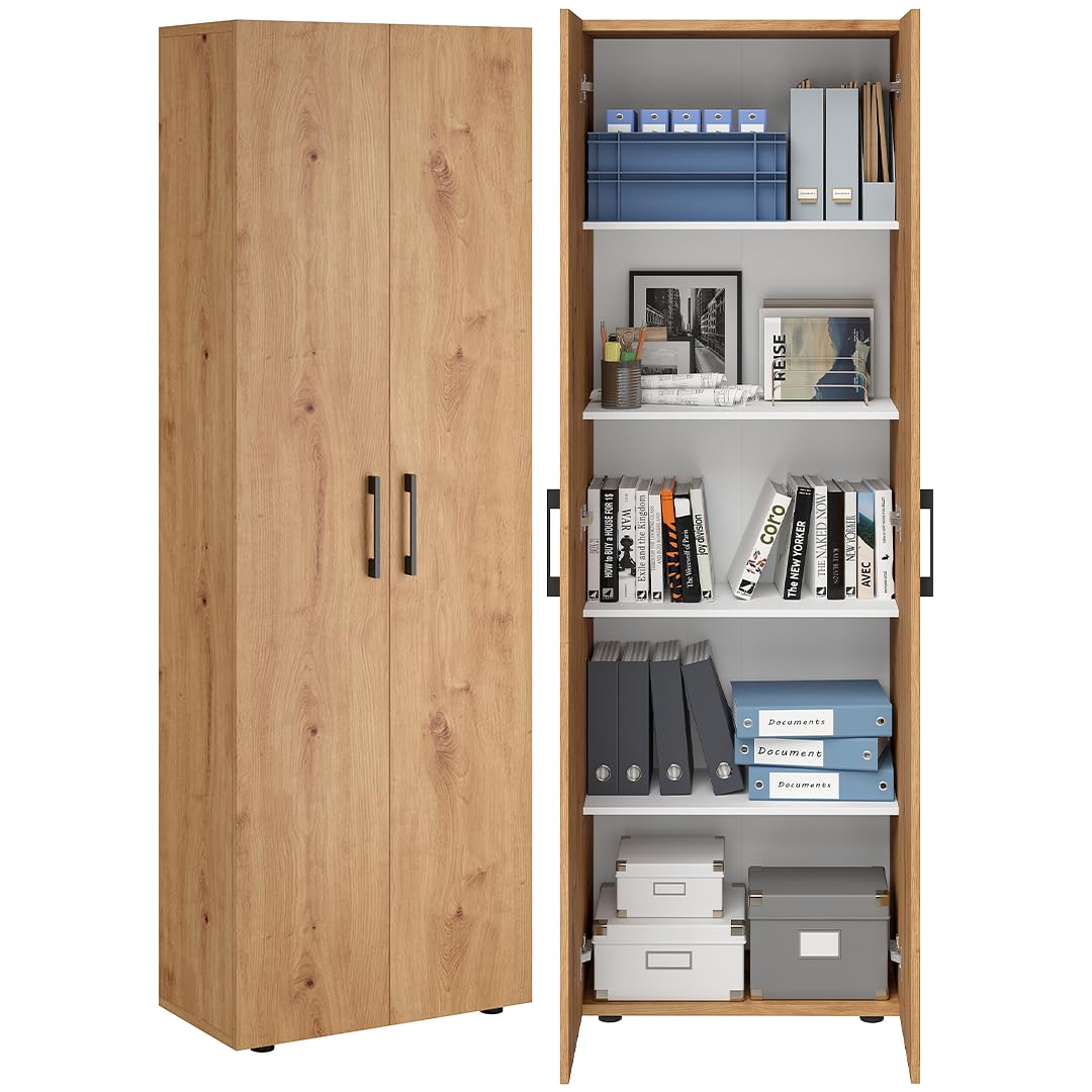 Bellamio Apol Besenschrank 60 cm breit, Weiß, Staubsaugerfach, Stauraum