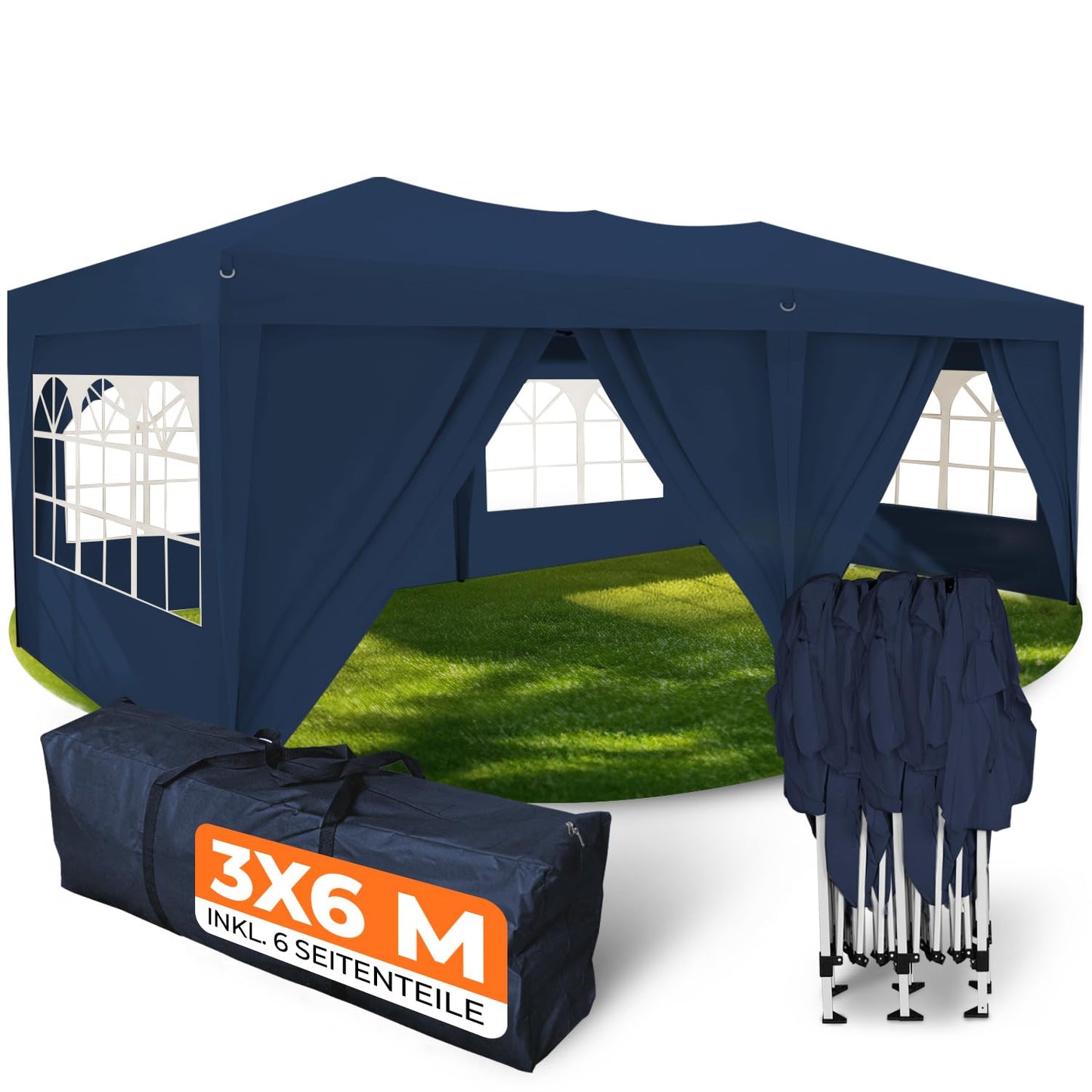 Kronenburg Faltpavillon wasserdicht Dachmaß 3 x 3 m UV Schutz 50+ Pavillon in Champagner mit 4 Seitenteilen