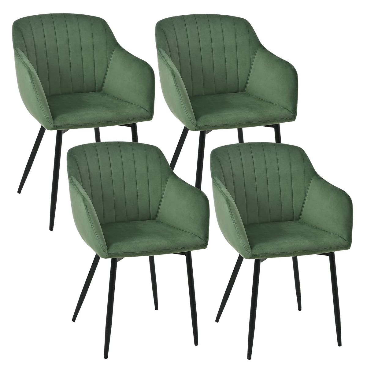 Esszimmerstühle Beige 4er Set mit Armlehnen, Modern Polsterstühle Leinen, Küchenstühle mit Metallgestell für Esszimmer, Wohnzimmer, Küche
