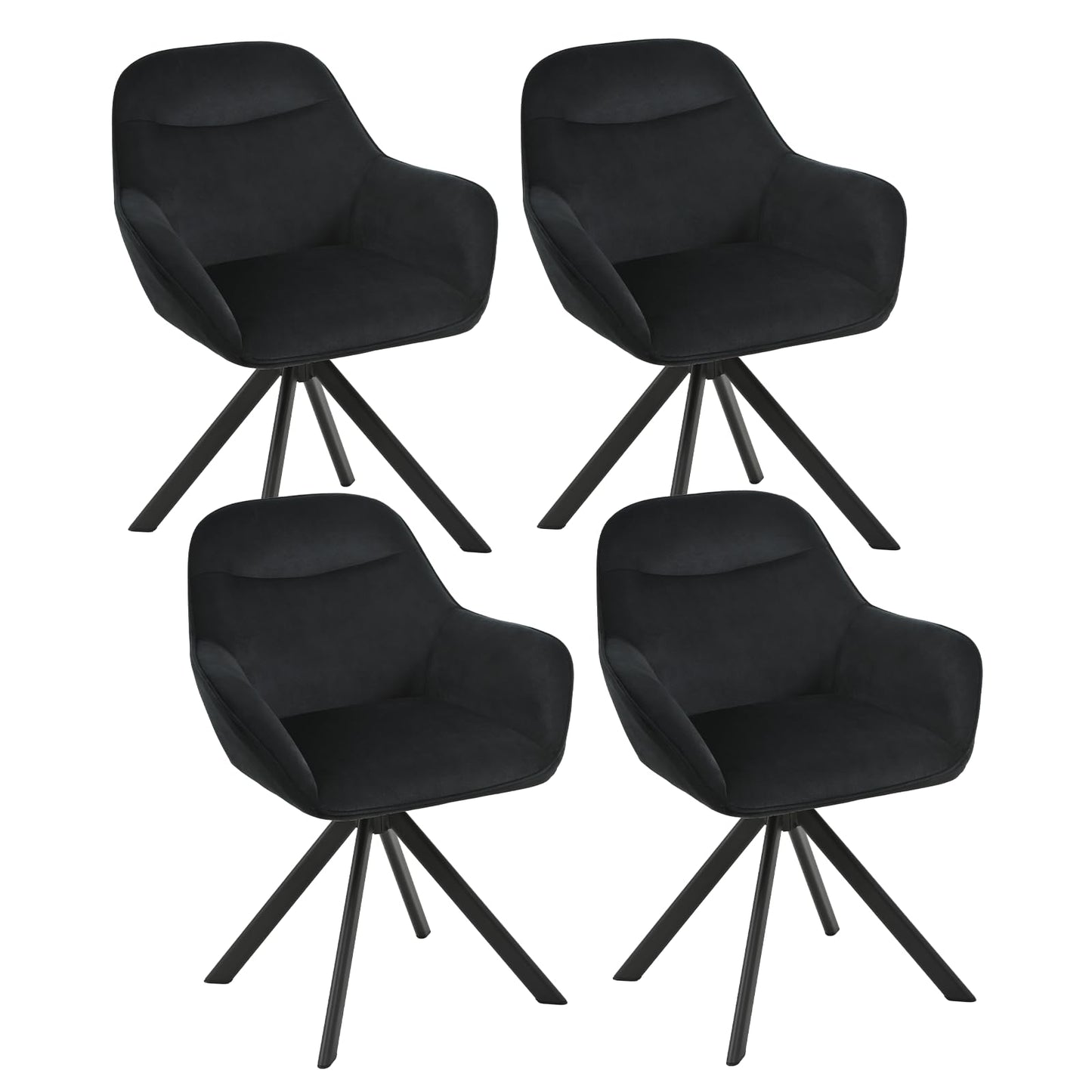 Esszimmerstühle Drehbar 4er Set mit Armlehne, 360° drehbar, Polsterstuhl Leinen, Drehstuhl Esszimmer Beige, Küchenstuhl mit Metallbeine für Esszimmer, Wohnzimmer, Büro