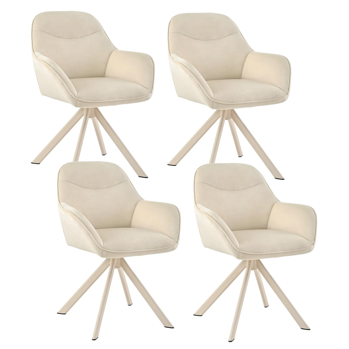 6er Set Esszimmerstühle Drehbar mit Armlehne, 360° Drehstuhl Polsterstuhl Samt Modern Küchenstuhl mit Metallbeine für Esszimmer, Wohnzimmer, Büro, Dunkelgrau