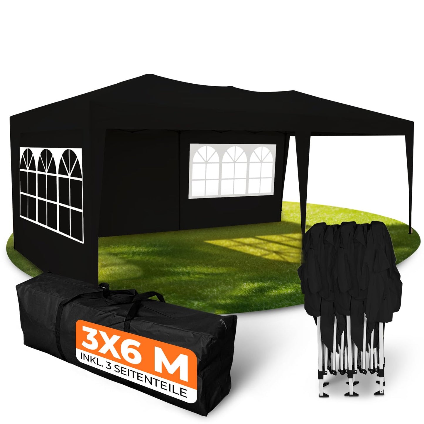 Kronenburg Faltpavillon wasserdicht Dachmaß 3 x 3 m UV Schutz 50+ Pavillon in Champagner mit 4 Seitenteilen