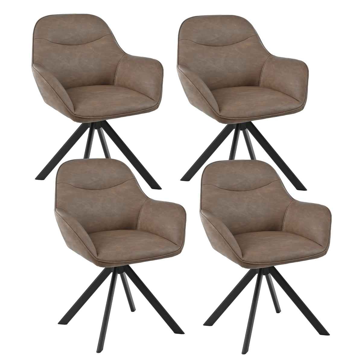 6er Set Esszimmerstühle Drehbar mit Armlehne, 360° Drehstuhl Polsterstuhl Samt Modern Küchenstuhl mit Metallbeine für Esszimmer, Wohnzimmer, Büro, Dunkelgrau