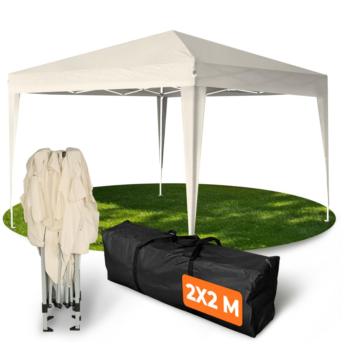 Kronenburg Faltpavillon wasserdicht Dachmaß 3 x 3 m UV Schutz 50+ Pavillon in Champagner mit 4 Seitenteilen