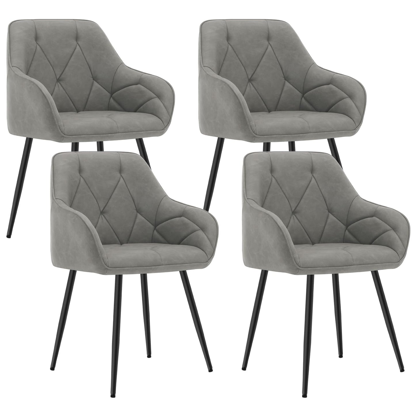 WOLTU Esszimmerstühle 4er Set, für Esszimmer Wohnzimmer, ergonomische Küchenstühle gepolstert mit Armlehnen, Metallbeinen, Sitzfläche aus Vintage-Kunstleder,Dunkelbraun