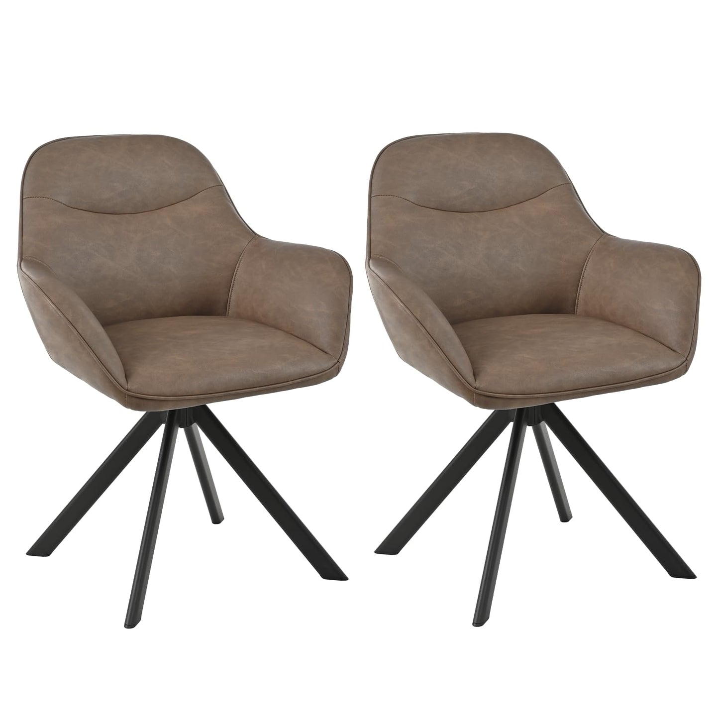 6er Set Esszimmerstühle Drehbar mit Armlehne, 360° Drehstuhl Polsterstuhl Samt Modern Küchenstuhl mit Metallbeine für Esszimmer, Wohnzimmer, Büro, Dunkelgrau