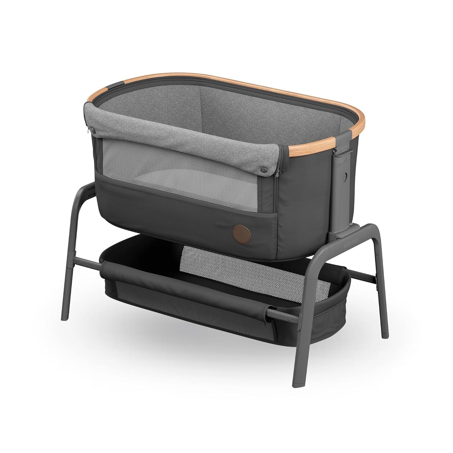 Maxi Cosi Iora² Baby Stubenbett, 0–6 kg (9 kg), Klappbares und Leichtes Beistellbett Baby, 5 cm CloudCore-Matratze, 5 Höhenstufen, 2 Leichtgängige Rollen, Easy Slide, Elegance Beige