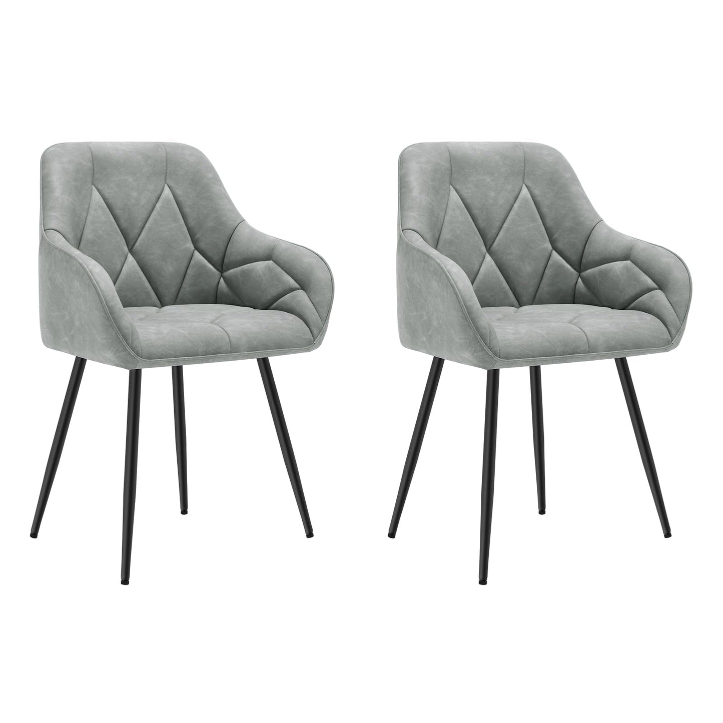 WOLTU Esszimmerstühle 4er Set, für Esszimmer Wohnzimmer, ergonomische Küchenstühle gepolstert mit Armlehnen, Metallbeinen, Sitzfläche aus Vintage-Kunstleder,Dunkelbraun