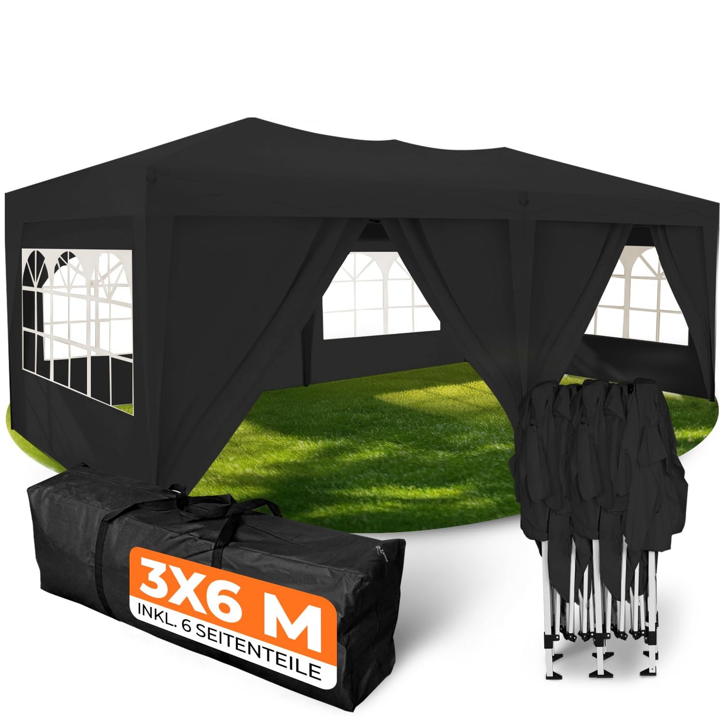 Kronenburg Faltpavillon wasserdicht Dachmaß 3 x 3 m UV Schutz 50+ Pavillon in Champagner mit 4 Seitenteilen
