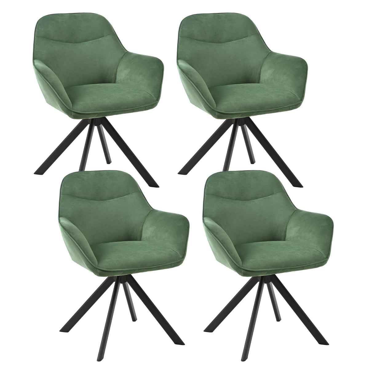 Esszimmerstühle Drehbar 4er Set mit Armlehne, 360° drehbar, Polsterstuhl Leinen, Drehstuhl Esszimmer Beige, Küchenstuhl mit Metallbeine für Esszimmer, Wohnzimmer, Büro