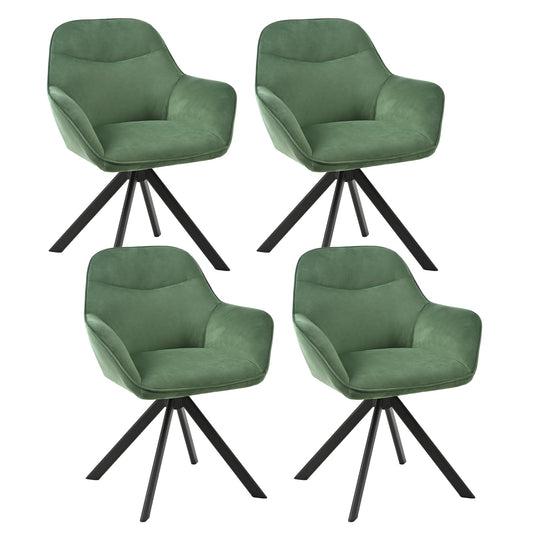 Esszimmerstühle Drehbar 4er Set mit Armlehne, 360° drehbar, Polsterstuhl Leinen, Drehstuhl Esszimmer Beige, Küchenstuhl mit Metallbeine für Esszimmer, Wohnzimmer, Büro