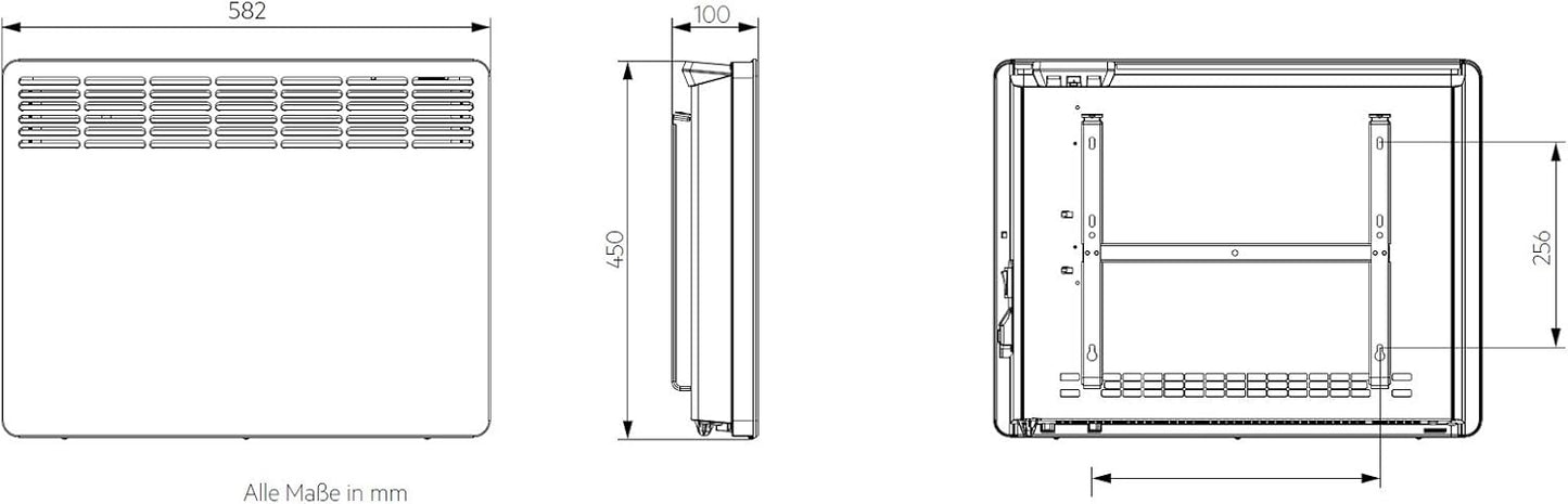 AEG Wandkonvektor WKL 1505 für ca. 15 m², 1500 W, 5-30 °C, wandhängend, LC-Display, Wochentimer, Metall, Ökodesign 2018, 236534