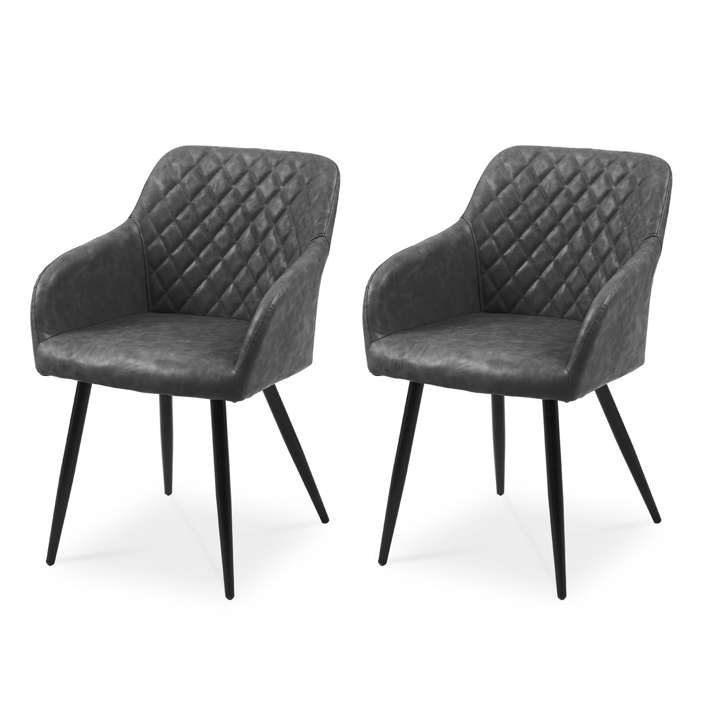 CLIPOP Esszimmerstühle 2er Set, Küchenstühle Grau Samtstoff stühle Polsterstühle mit Armlehne Metallbeine Polstersessel Stühle für Esszimmer Küche (2, Samt Grau)