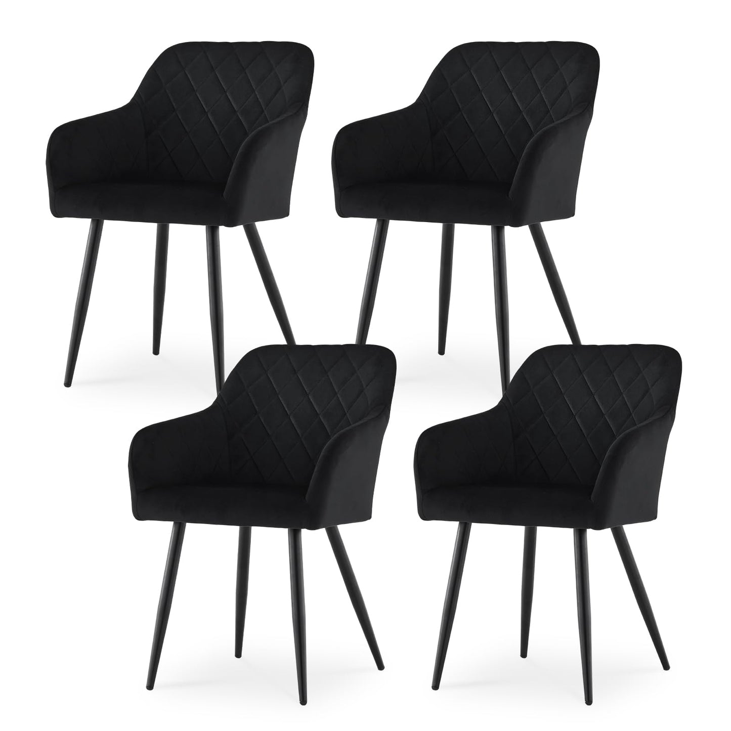 CLIPOP Esszimmerstühle 4er Set, Küchenstühle Grau Kunstlederstoff stühle Polsterstühle mit Armlehne Metallbeine Polstersessel Stühle für Esszimmer Küche (4, Kunstleder Grau)