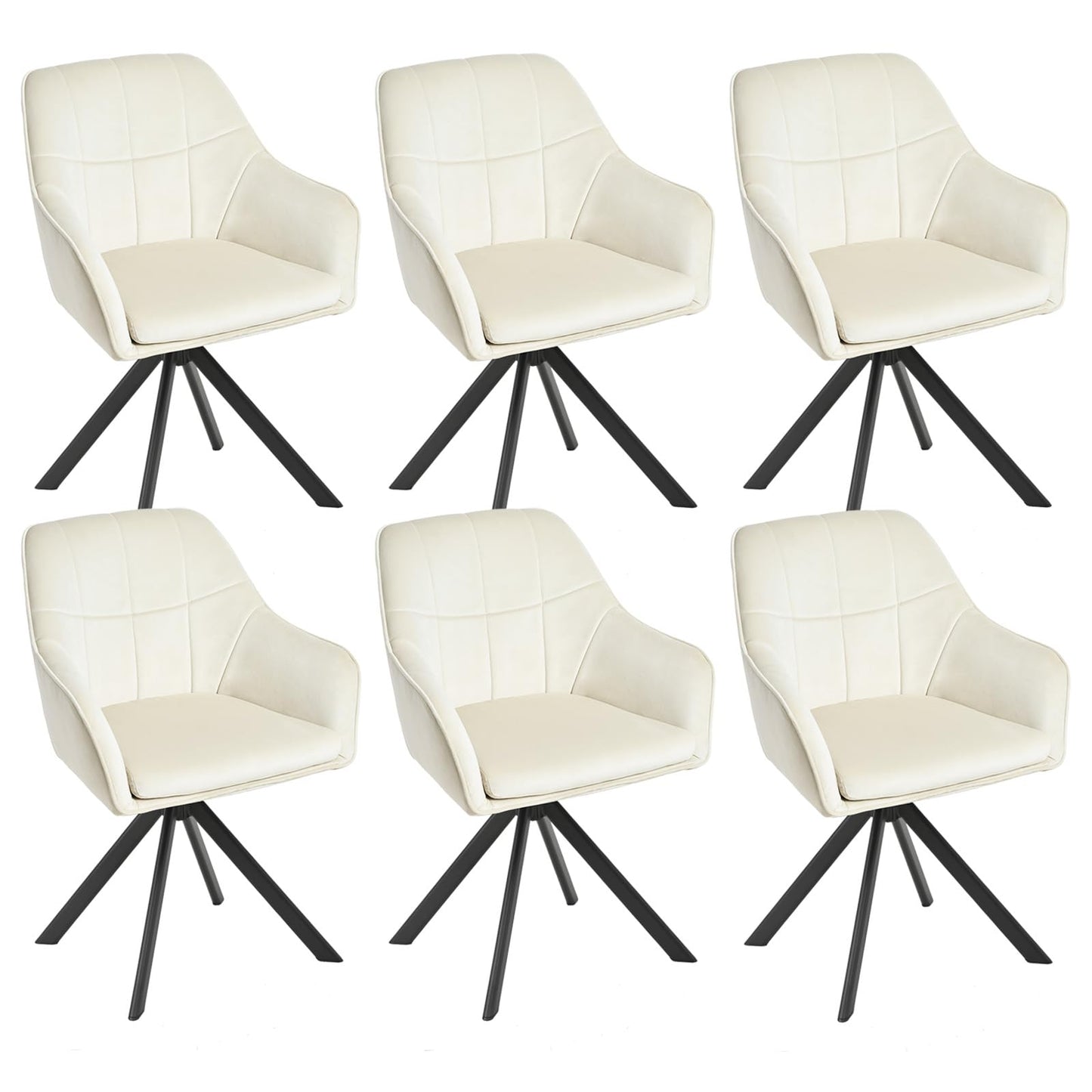 Drehstuhl Esszimmer 4er Set Samt Grün mit Armlehne Polsterstuhl Esszimmerstühle drehbar Küchenstuhl mit Metallbeine für Wohnzimmer Esszimmer