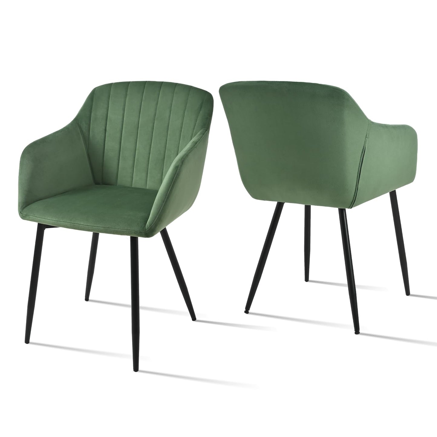 Esszimmerstühle Beige 4er Set mit Armlehnen, Modern Polsterstühle Leinen, Küchenstühle mit Metallgestell für Esszimmer, Wohnzimmer, Küche
