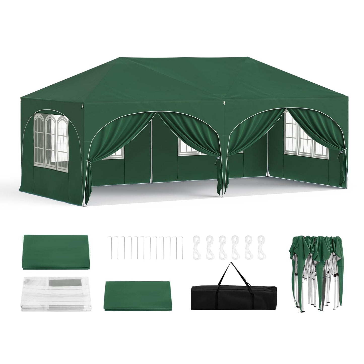 WOLTU Faltpavillon 3x6m Pop up mit 6 Seitenwänden Pavillon Partyzelt Grau