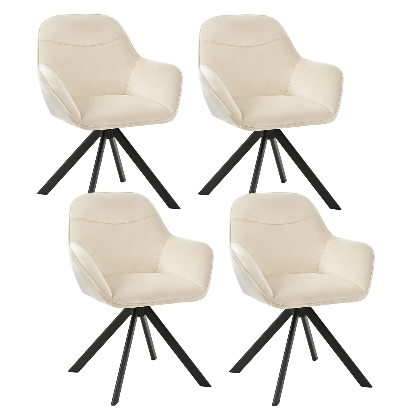 6er Set Esszimmerstühle Drehbar mit Armlehne, 360° Drehstuhl Polsterstuhl Samt Modern Küchenstuhl mit Metallbeine für Esszimmer, Wohnzimmer, Büro, Dunkelgrau