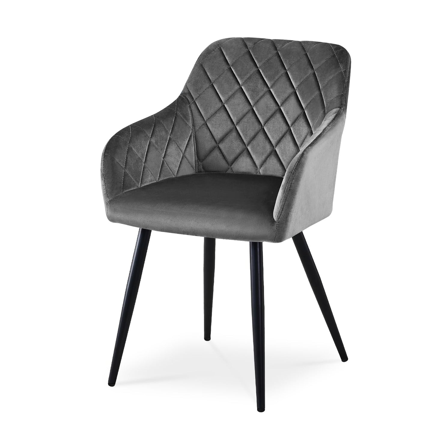 CLIPOP Esszimmerstühle 2er Set, Küchenstühle Grau Samtstoff stühle Polsterstühle mit Armlehne Metallbeine Polstersessel Stühle für Esszimmer Küche (2, Samt Grau)