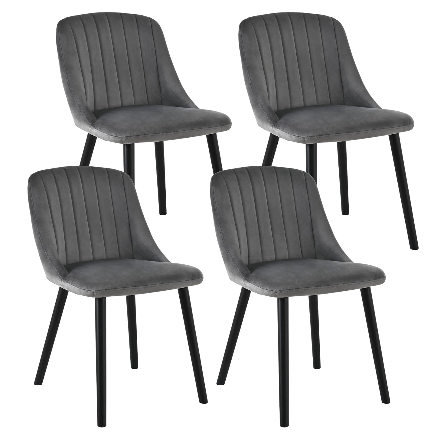 Esszimmerstühle Beige 4er Set Holzbeine Polsterstuhl Küchenstuhl aus Polyester Stühle Esszimmer Wohnzimmerstuhl für Esszimmer Küche Büro